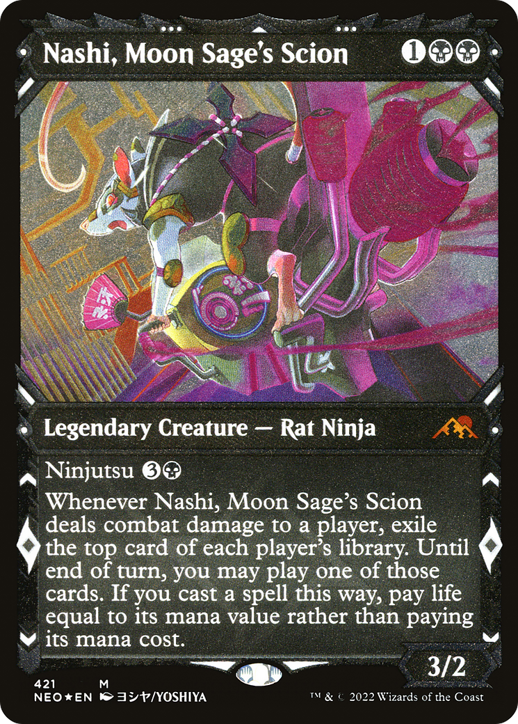 Image of Nashi, Moon Sage's Scion (NEO-421) - Kamigawa: Neon Dynasty: (Showcase) Etched Foil