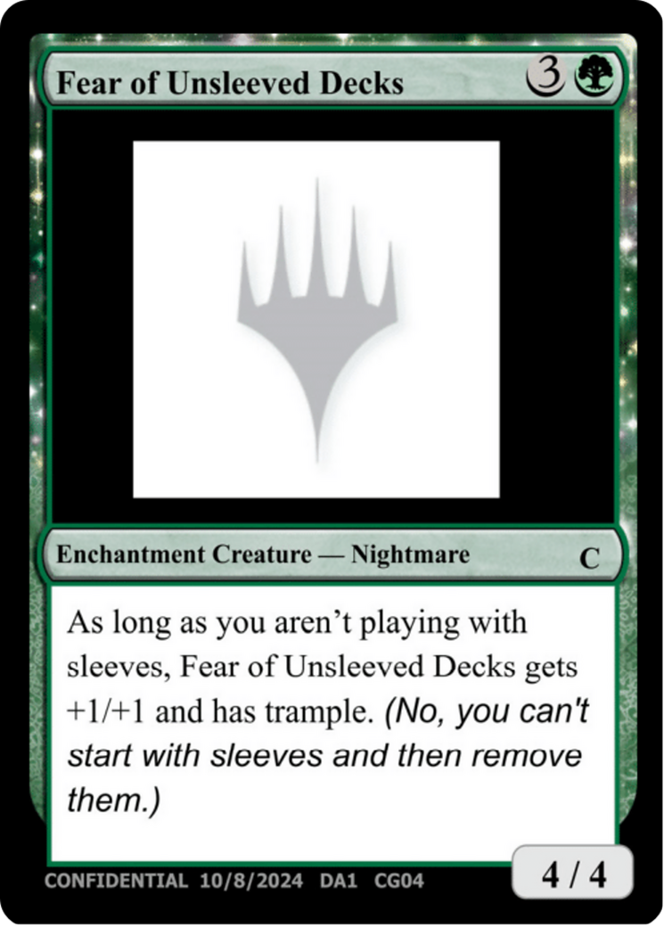 Image of Fear of Unsleeved Decks (UNK-CG04) - Unknown Event: (enchantment)