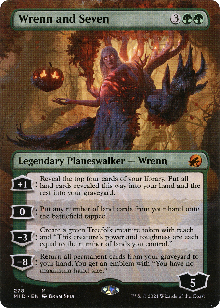 Image of Wrenn and Seven (Borderless) (MID-278) - Innistrad: Midnight Hunt (Borderless) Foil