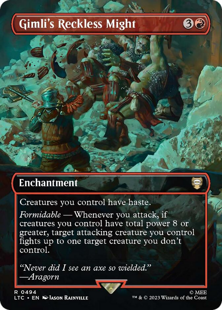 Image of Gimli's Reckless Might (Borderless) (LTC-494) - Tales of Middle-earth Commander (Borderless)