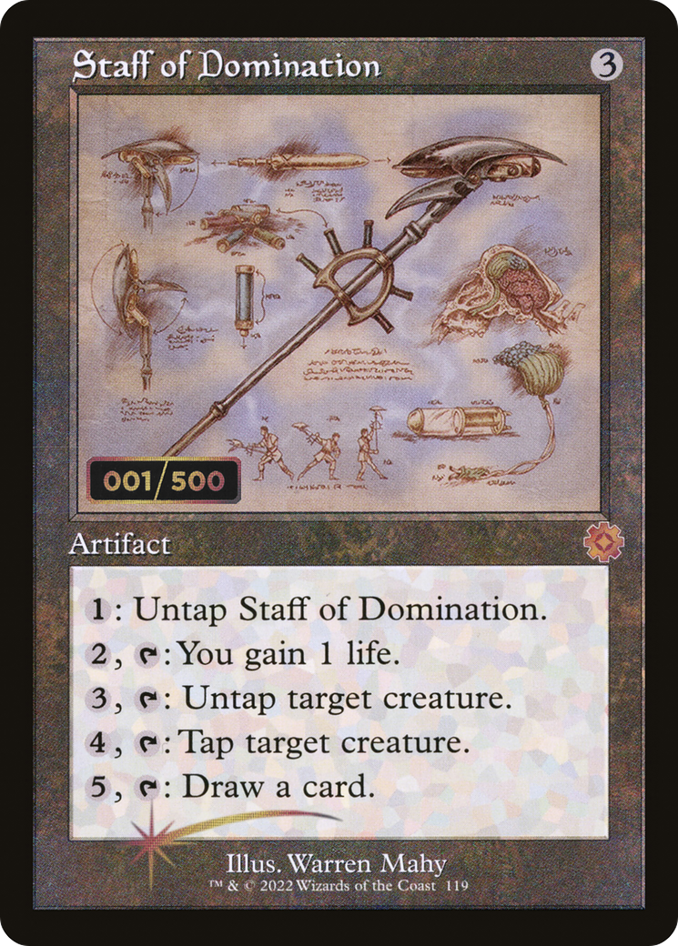 Image of Staff of Domination (Schematic) (Serial Numbered) (BRR-119) - The Brothers' War Retro Artifacts Foil