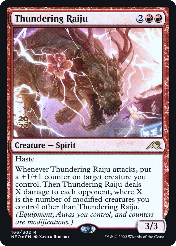 Image of Thundering Raiju (PRE-166) - Kamigawa: Neon Dynasty Promos Foil
