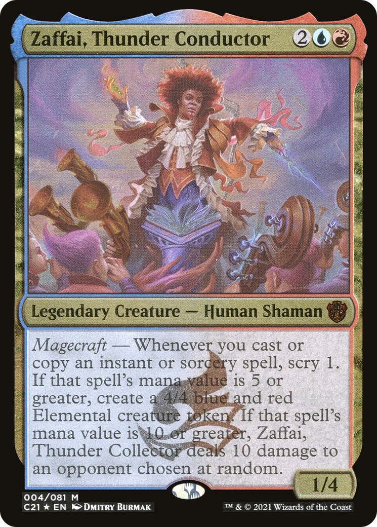 Zaffai, Thunder Conductor (Display Commander) - Thick Stock (C21-004) - Commander 2021 Display Commanders Etched Foil