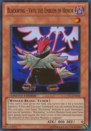 Image of Blackwing - Vayu the Emblem of Honor (CT07-EN012) - 2010 Collectors Tins Limited