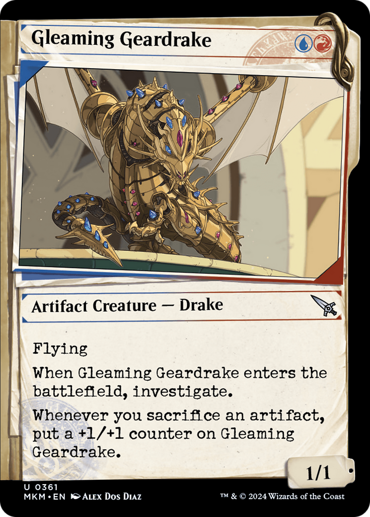 Image of Gleaming Geardrake (Showcase) (MKM-361) - Murders at Karlov Manor: (Showcase) Foil
