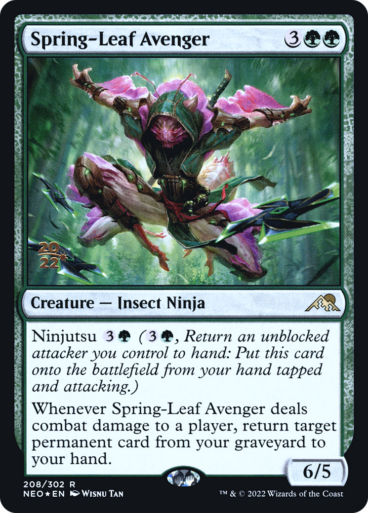 Image of Spring-Leaf Avenger (PRE-208) - Kamigawa: Neon Dynasty Promos Foil