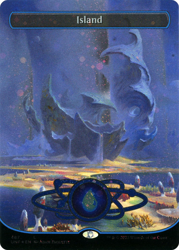 Image of Island (487) (Borderless) (Galaxy Foil) (UNF-487) - Unfinity Foil