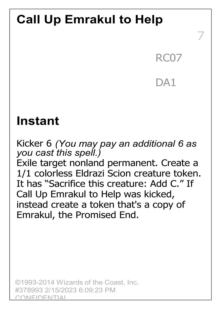 Image of Call Up Emrakul to Help (UNK-RC07A) - Unknown Event