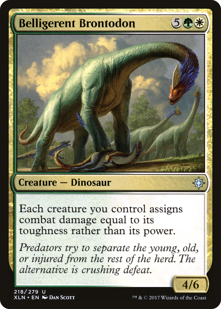 Image of Belligerent Brontodon (XLN-218) - Ixalan Foil