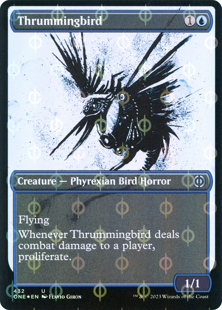 Image of Thrummingbird (Showcase) (Step-and-Compleat Foil) (ONE-432) - Phyrexia: All Will Be One: (Showcase) Foil