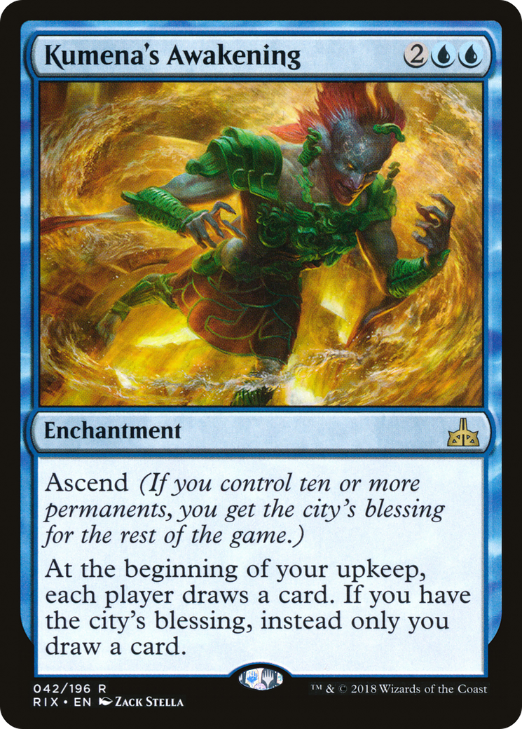 Image of Kumena's Awakening (RIX-042) - Rivals of Ixalan Foil
