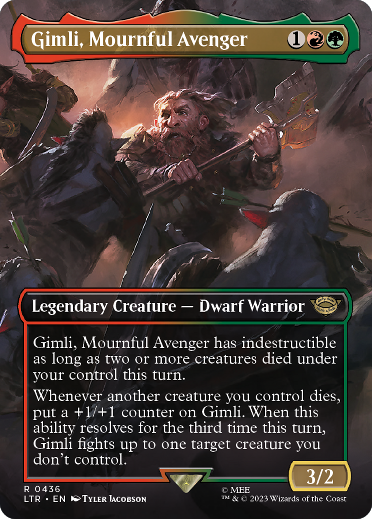 Image of Gimli, Mournful Avenger (Borderless) (LTR-436) - The Lord of the Rings: Tales of Middle-earth (Borderless) Foil