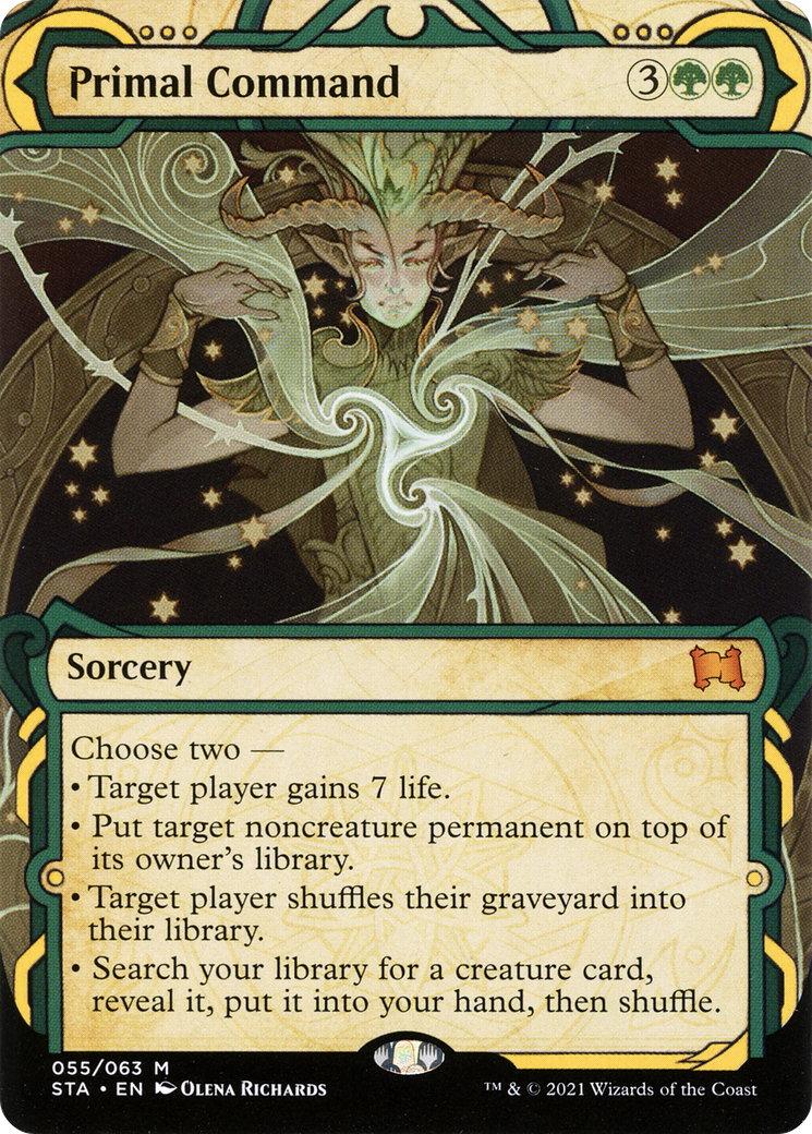 Image of Primal Command (STA-055) - Strixhaven Mystical Archive: (Showcase) (Borderless) Etched Foil