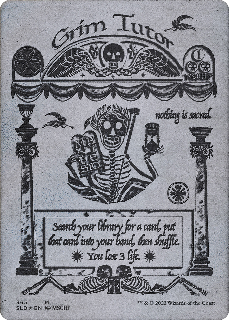Image of Grim Tutor (Silver Laminate) (SLD-365) - Secret Lair Drop (Borderless) Foil