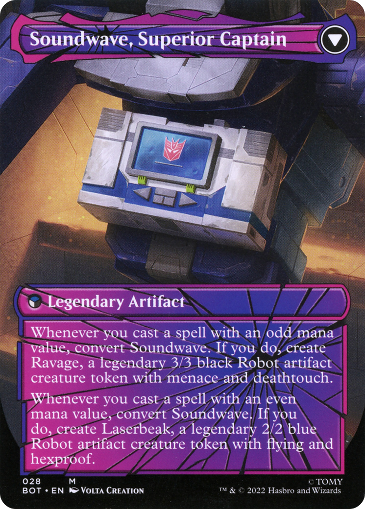 Image of Soundwave, Sonic Spy (Shattered Glass) (BOT-028) - Transformers: (shatteredglass, convertdfc) (Borderless) Foil