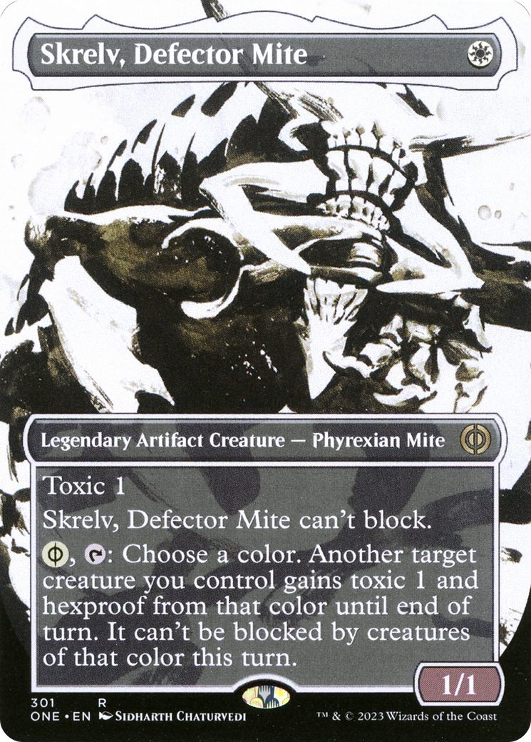 Image of Skrelv, Defector Mite (Showcase) (ONE-301) - Phyrexia: All Will Be One: (Showcase) (Borderless) Foil