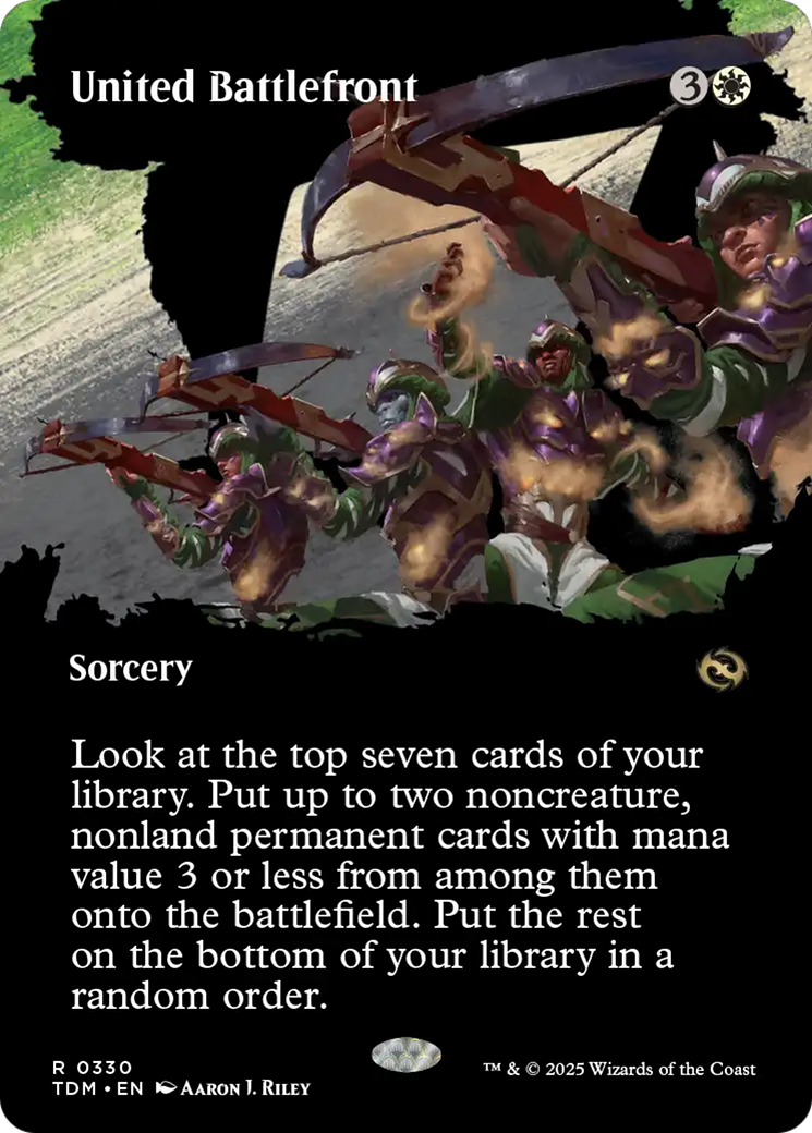 Image of United Battlefront (Borderless) (TDM-330) - Tarkir: Dragonstorm: (Showcase) (Borderless) Foil