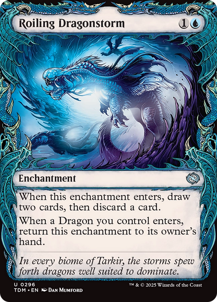 Image of Roiling Dragonstorm (Showcase) (TDM-296) - Tarkir: Dragonstorm: (Showcase, enchantment) Foil