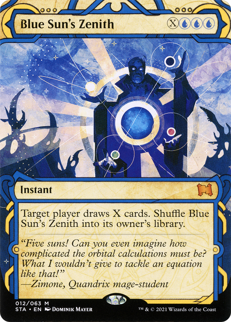 Image of Blue Sun's Zenith (STA-012) - Strixhaven Mystical Archive: (Showcase) (Borderless) Foil