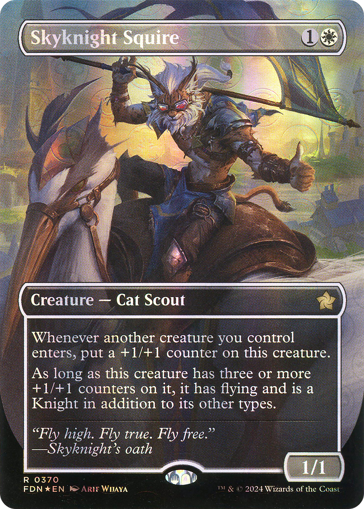 Image of Skyknight Squire (Borderless) (Mana Foil) (FDN-370) - Foundations (Borderless) Foil