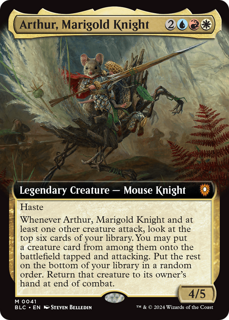 Image of Arthur, Marigold Knight (Extended Art) (BLC-041) - Bloomburrow Commander: (Extended Art)