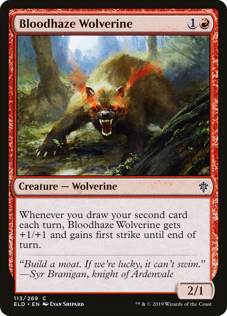 Image of Bloodhaze Wolverine (ELD-113) - Throne of Eldraine Foil