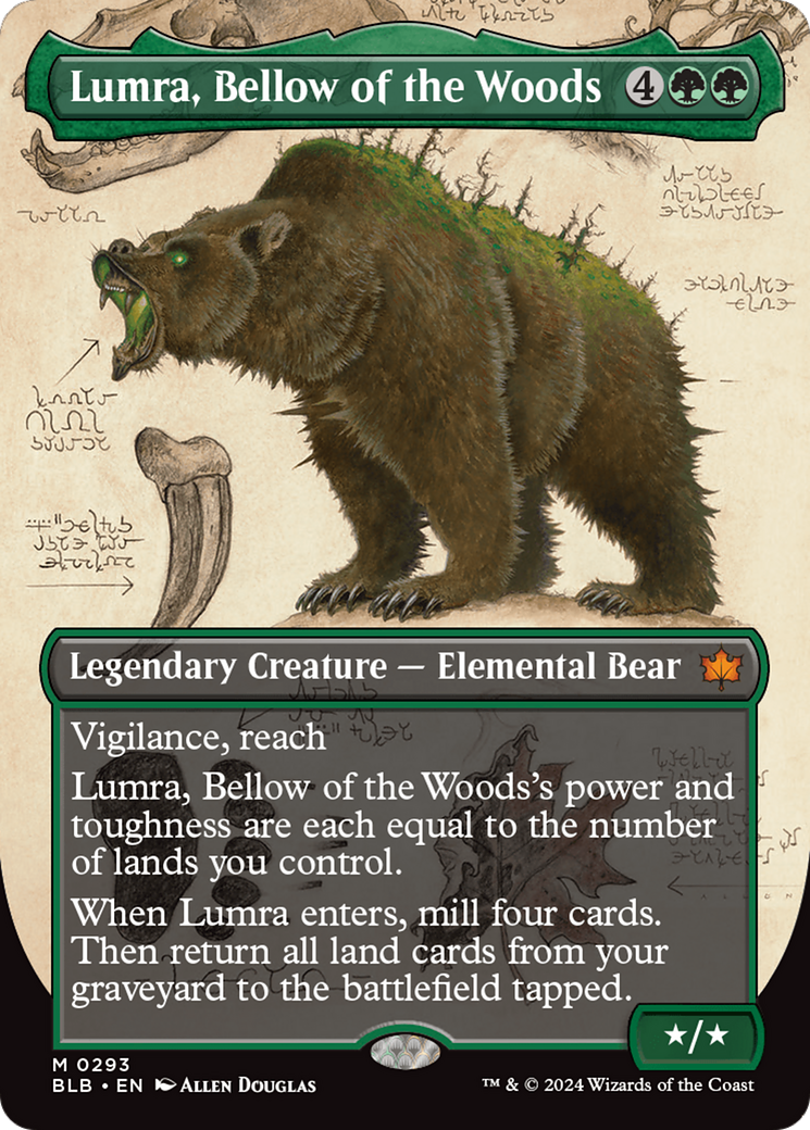 Image of Lumra, Bellow of the Woods (Borderless) (0293) (BLB-293) - Bloomburrow: (Showcase) (Borderless) Foil