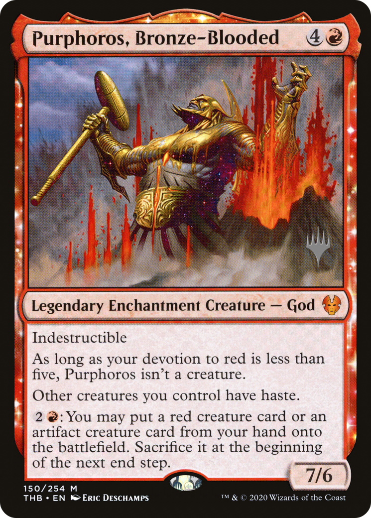 Image of Purphoros, Bronze-Blooded (PPTHB-150) - Theros Beyond Death Promos: (enchantment)