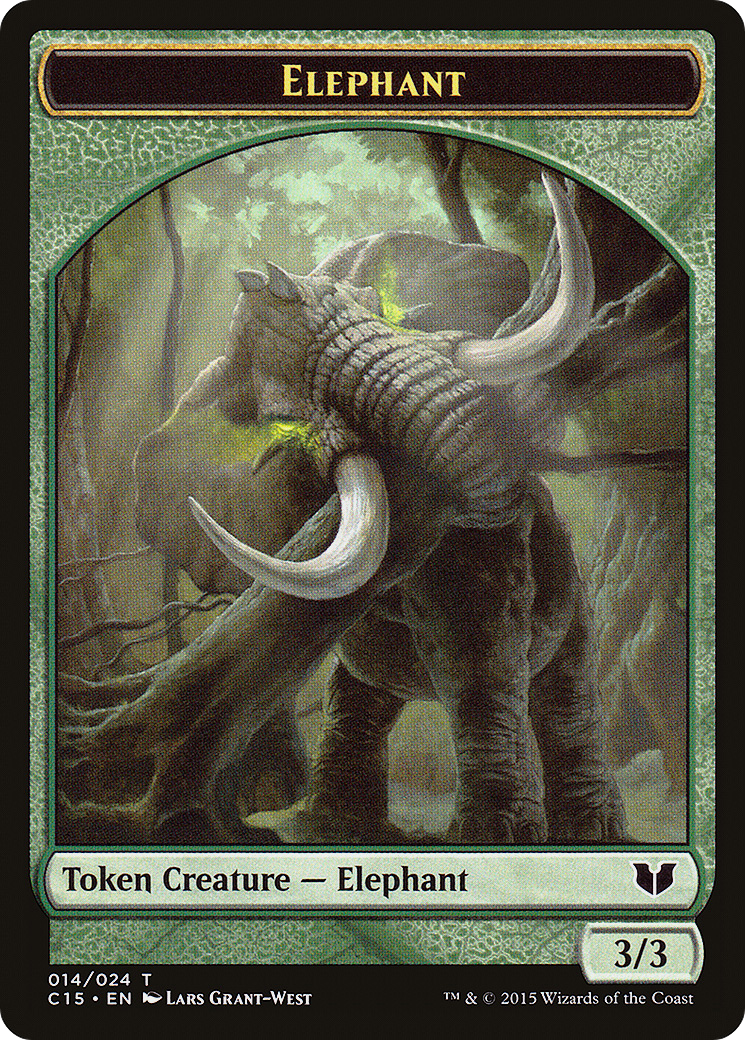 Image of Elephant // Saproling Double-Sided Token (C15-014) - Commander 2015 Tokens