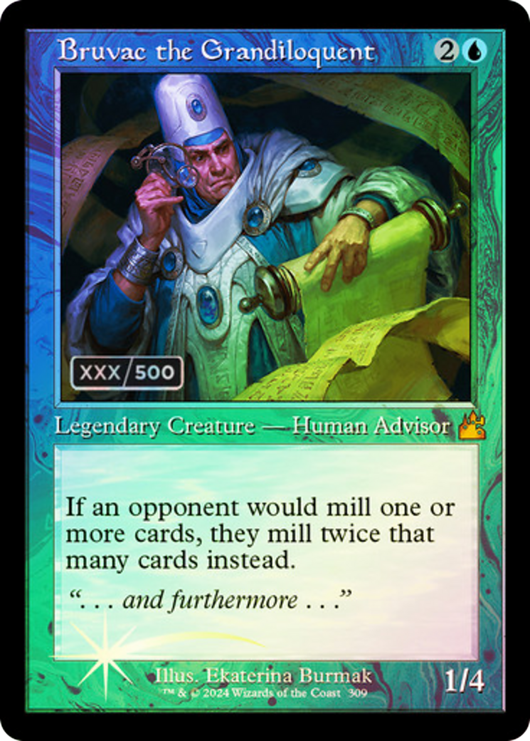 Image of Bruvac the Grandiloquent (Retro Frame) (Serial Numbered) (RVR-309) - Ravnica Remastered Foil