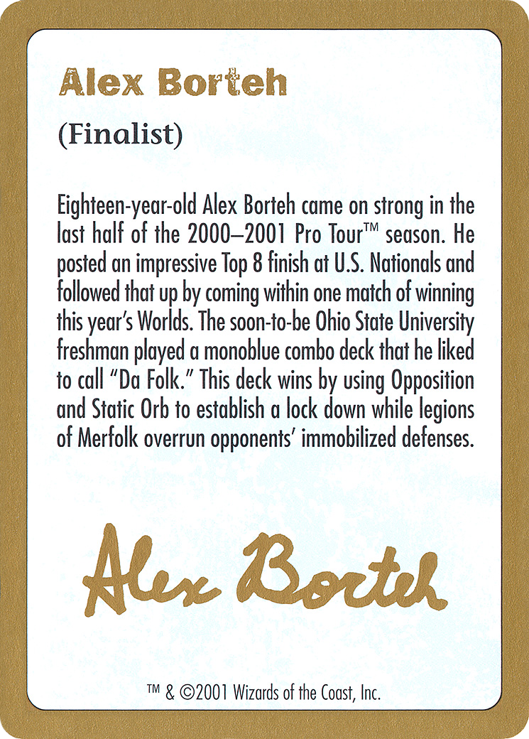 Image of 2001 Alex Borteh Biography Card (WCD-) - World Championship Decks 2001