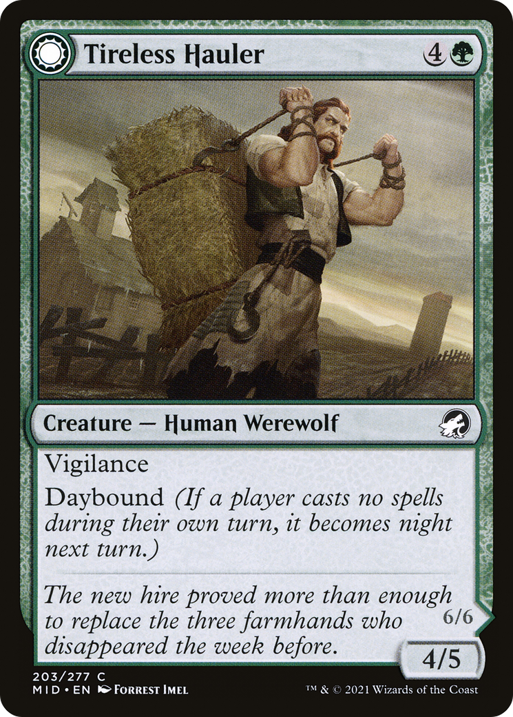Image of Tireless Hauler (MID-203) - Innistrad: Midnight Hunt: (Double Faced Transform) Foil