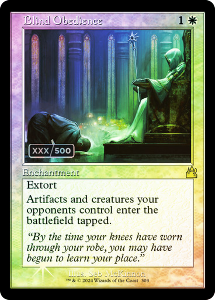 Image of Blind Obedience (Retro Frame) (Serial Numbered) (RVR-303) - Ravnica Remastered Foil