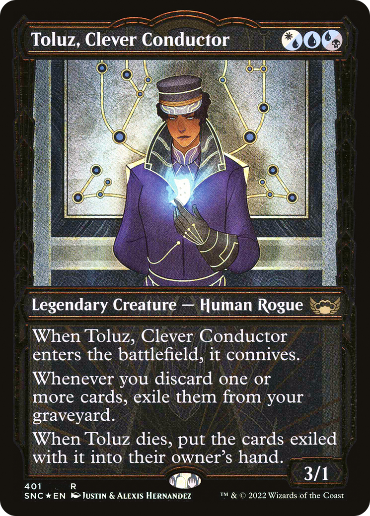 Image of Toluz, Clever Conductor (Gilded Foil) (SNC-401) - Streets of New Capenna: (Showcase) Foil