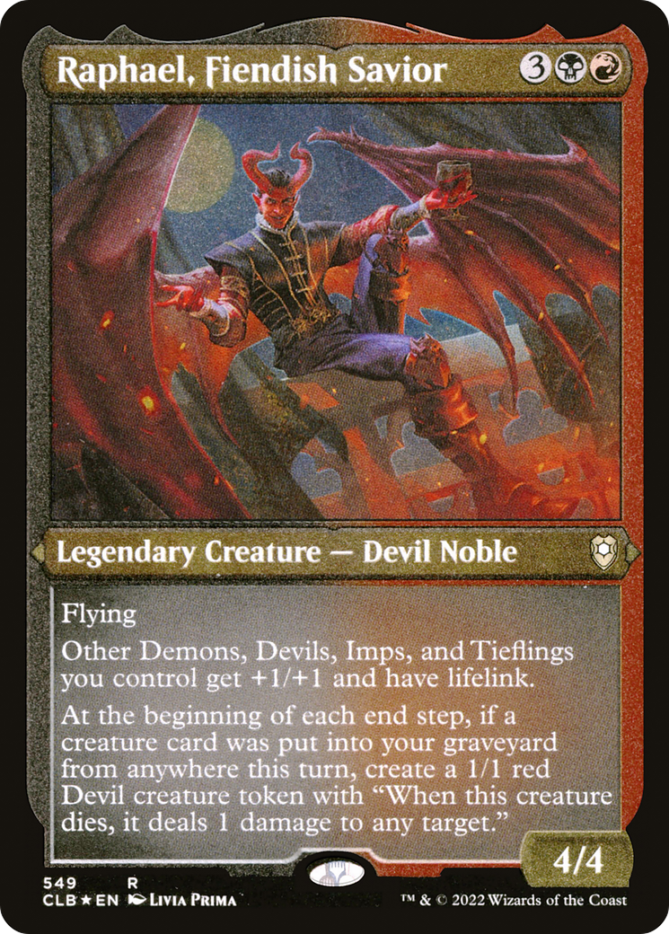 Image of Raphael, Fiendish Savior (CLB-549) - Commander Legends: Battle for Baldur's Gate Etched Foil