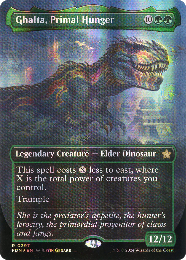 Image of Ghalta, Primal Hunger (Borderless) (Mana Foil) (FDN-397) - Foundations (Borderless) Foil
