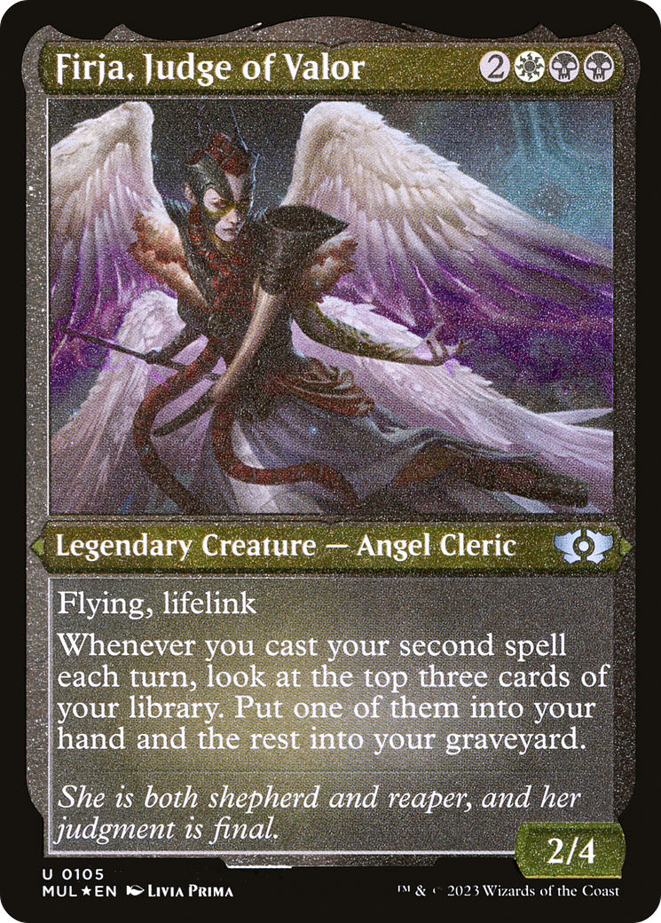 Image of Firja, Judge of Valor (Foil Etched) (MUL-105) - Multiverse Legends Foil