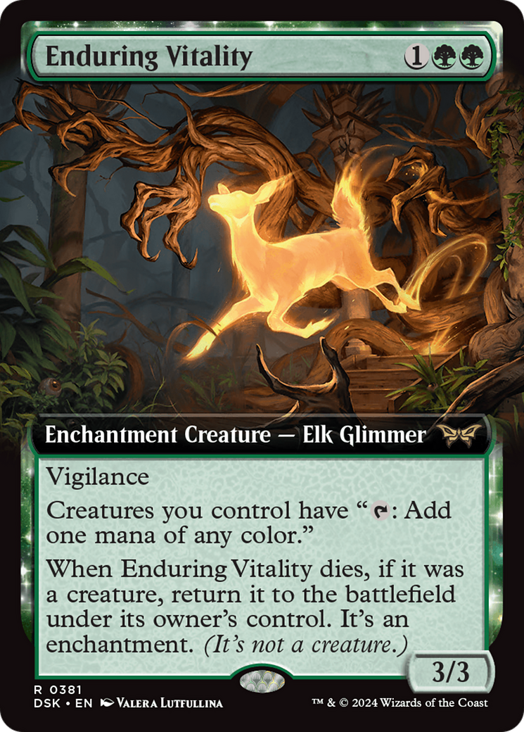 Image of Enduring Vitality (Extended Art) (DSK-381) - Duskmourn: House of Horror: (Extended Art, enchantment) Foil
