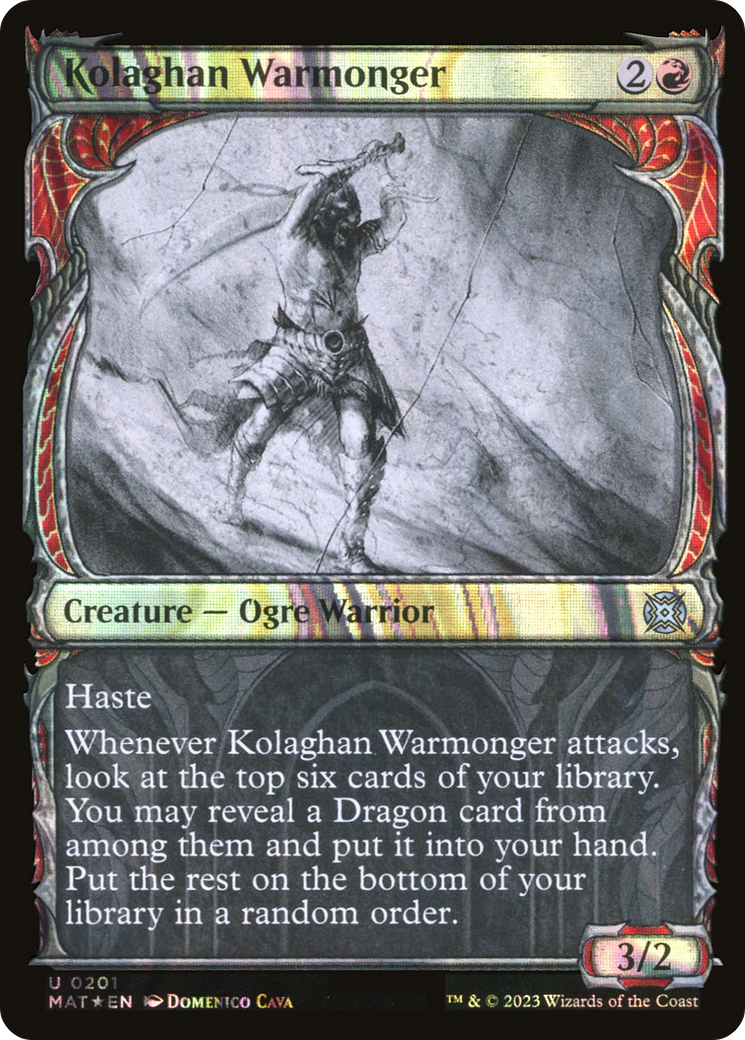 Image of Kolaghan Warmonger (Halo Foil) (MAT-201) - March of the Machine: The Aftermath: (Showcase) Foil