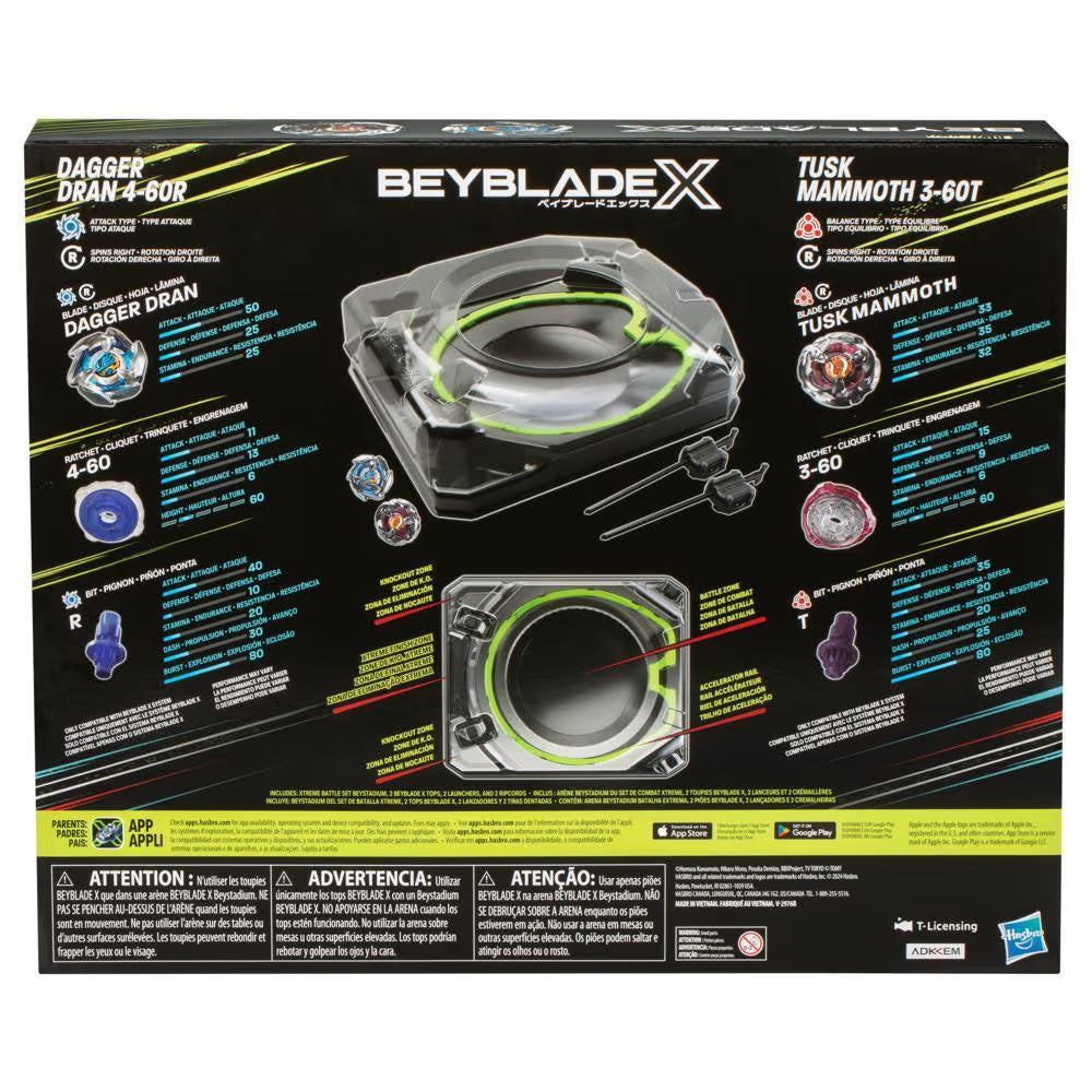Image of Hasbro Beyblade X Xtreme Battle Set with Beystadium, 2 Right-Spinning Top Toys, and 2 Launchers