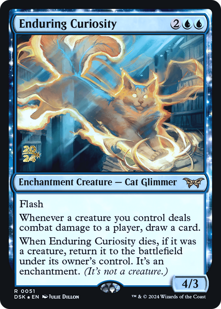 Image of Enduring Curiosity (PRE-051) - Duskmourn: House of Horror Promos: (enchantment) Foil