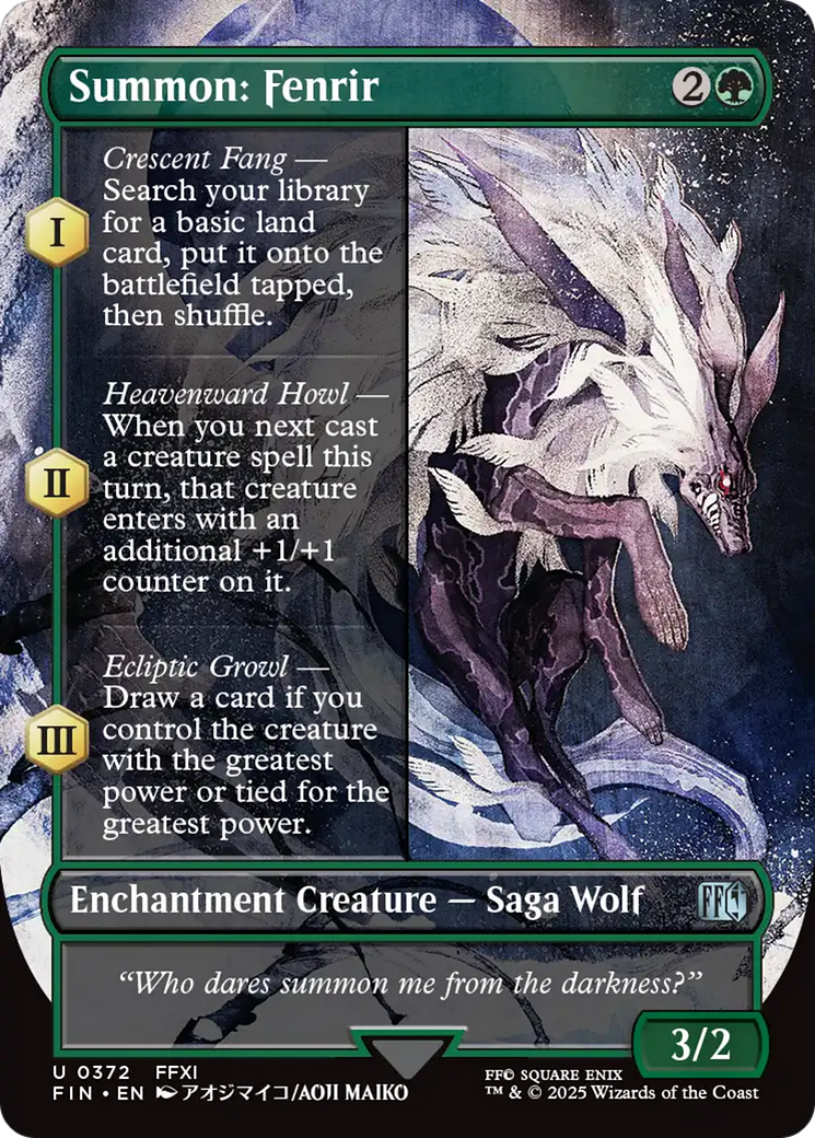 Image of Summon: Fenrir (Borderless) (FIN-372) - FINAL FANTASY: (enchantment) (Borderless)