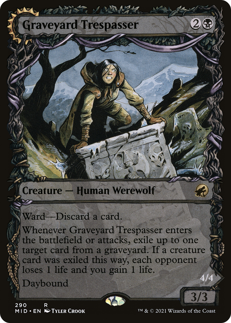 Image of Graveyard Trespasser (Showcase) (MID-290) - Innistrad: Midnight Hunt: (Showcase, Double Faced Transform) Foil