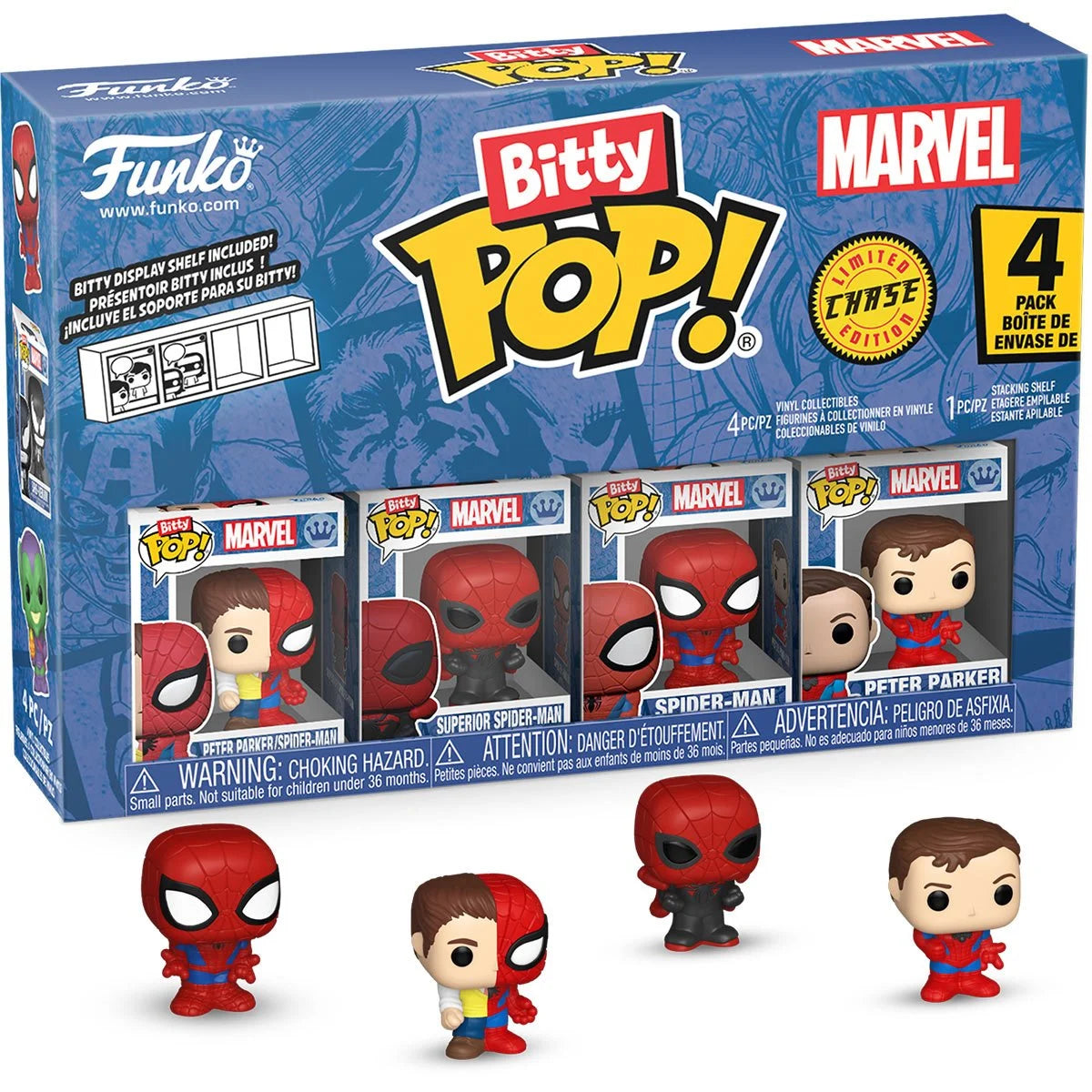 Image of Spider-Man Peter Parker Funko Bitty Pop! Mini-Figure 4-Pack