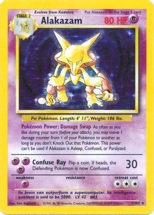 Image of Alakazam 001/102  - 1st Edition Holofoil Base Set - Holo Rare