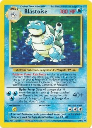 Image of Blastoise 002/102  - Holofoil Base Set - Holo Rare