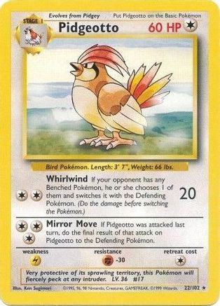 Image of Pidgeotto 022/102  Base Set - Rare