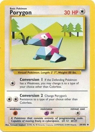 Image of Porygon 039/102  Base Set - Uncommon