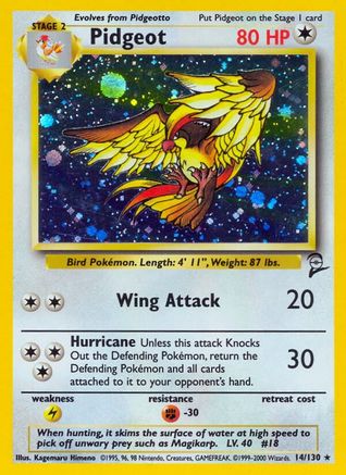 Image of Pidgeot 014/130  - Holofoil Base Set 2 - Holo Rare