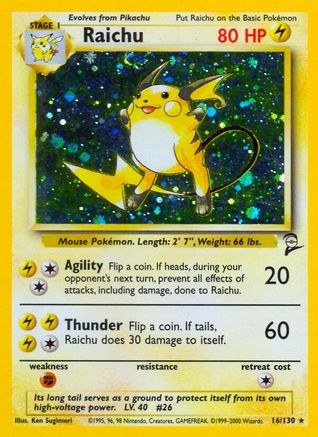 Image of Raichu 016/130  - Holofoil Base Set 2 - Holo Rare